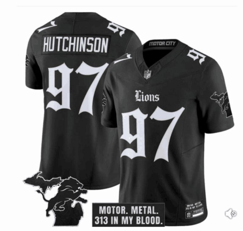 Men 2025 Detroit Lions #97 Hutchinson Black 7th generation Nike Limited NFL Jersey style 02->san diego padres->MLB Jersey